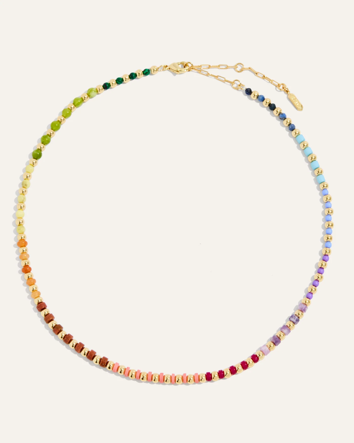 Kate Gemstone Beaded Necklace in Multi with Adjustable 16 to 19 Inch Length