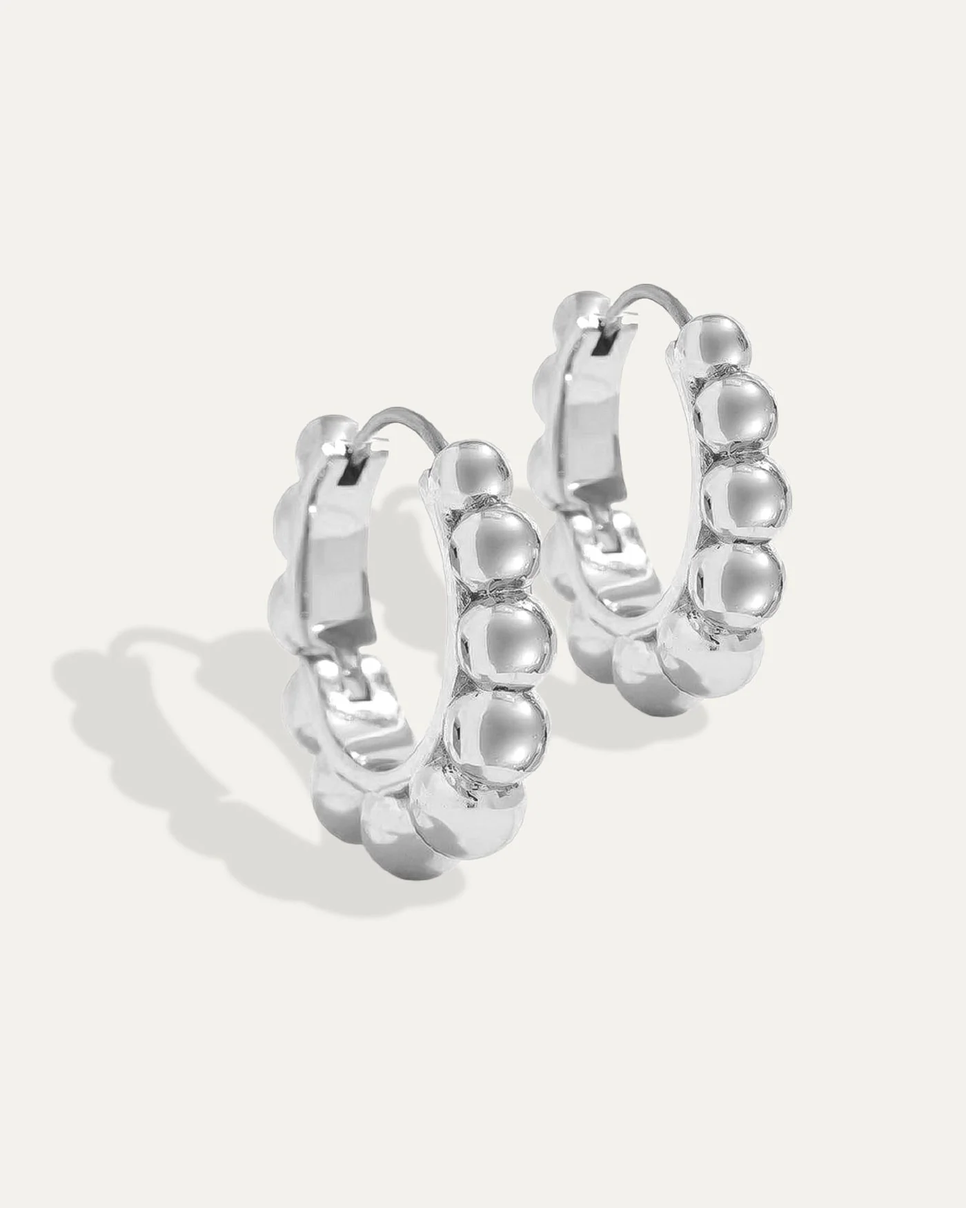 Sienna Hoop Earrings in Silver with Graduated Ball Design