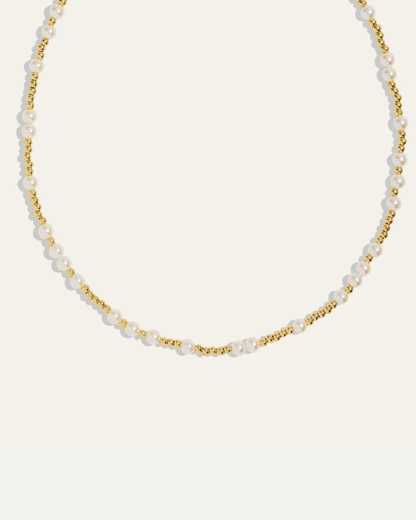 Pearl and Gold Beaded Adjustable Choker Necklace in 12K Gold Dip