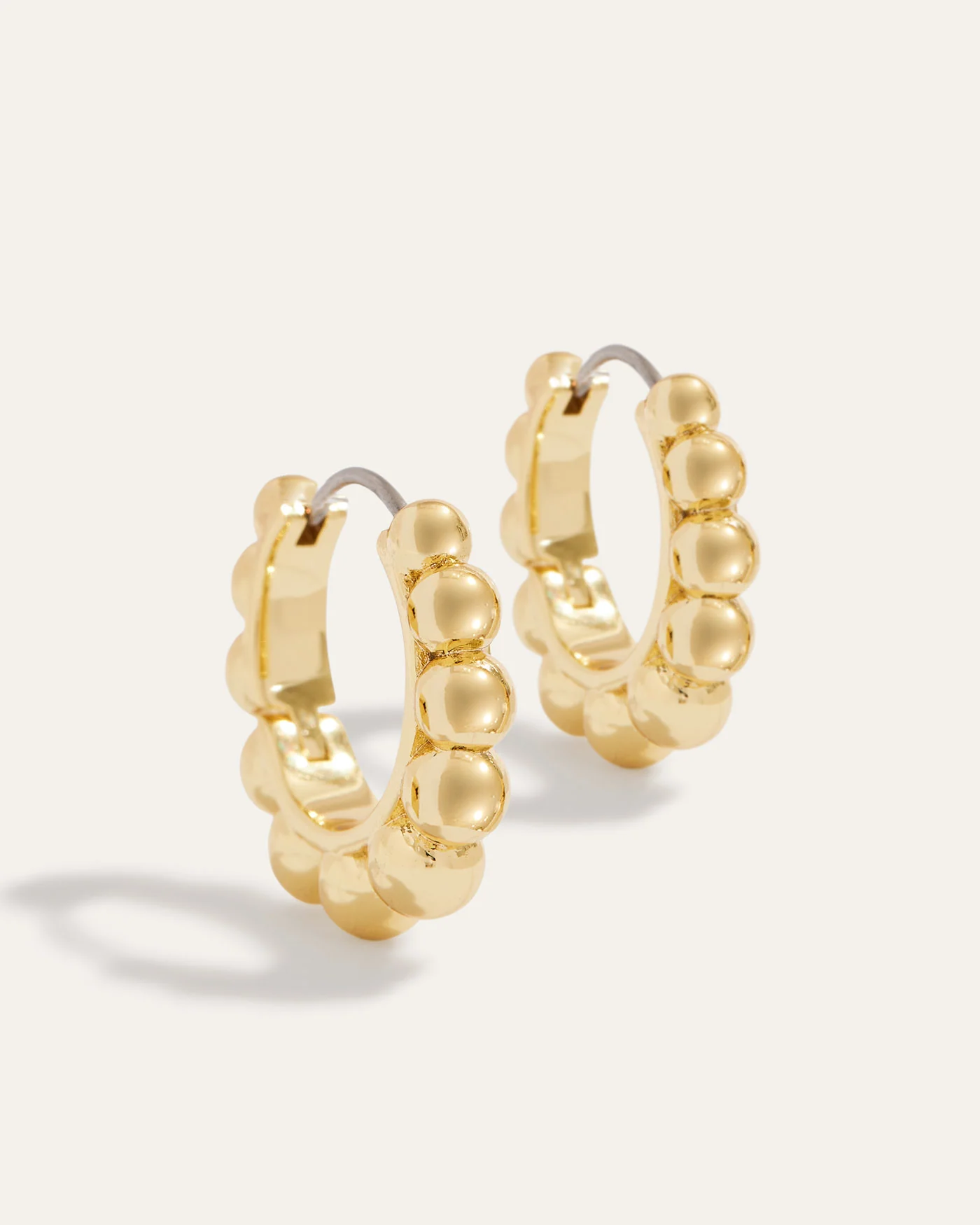 Sienna Gold Ball Hoop Earrings with Hinged Closure
