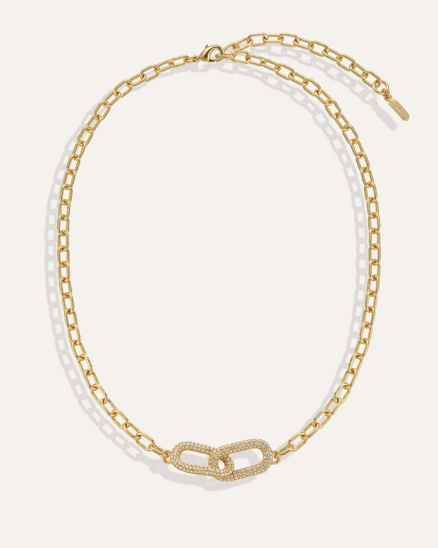 Reversible Pavé Link Necklace in 12-Karat Gold-Plated Brass