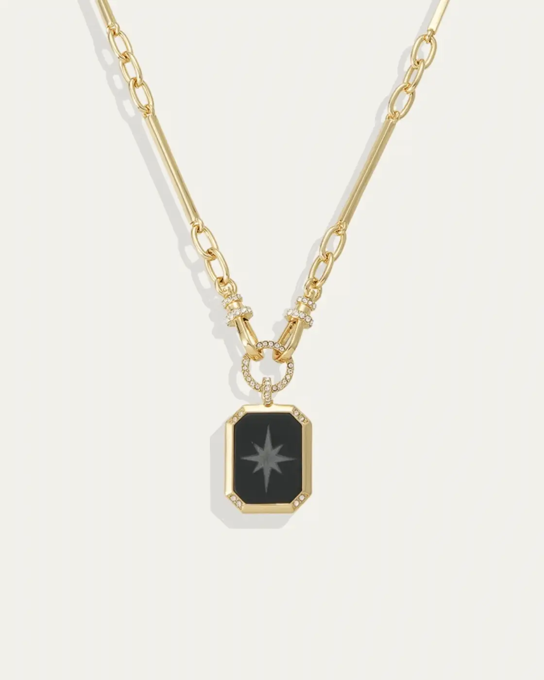 Aster Reversible Pendant Necklace in 12 Karat Gold-Plated Brass
