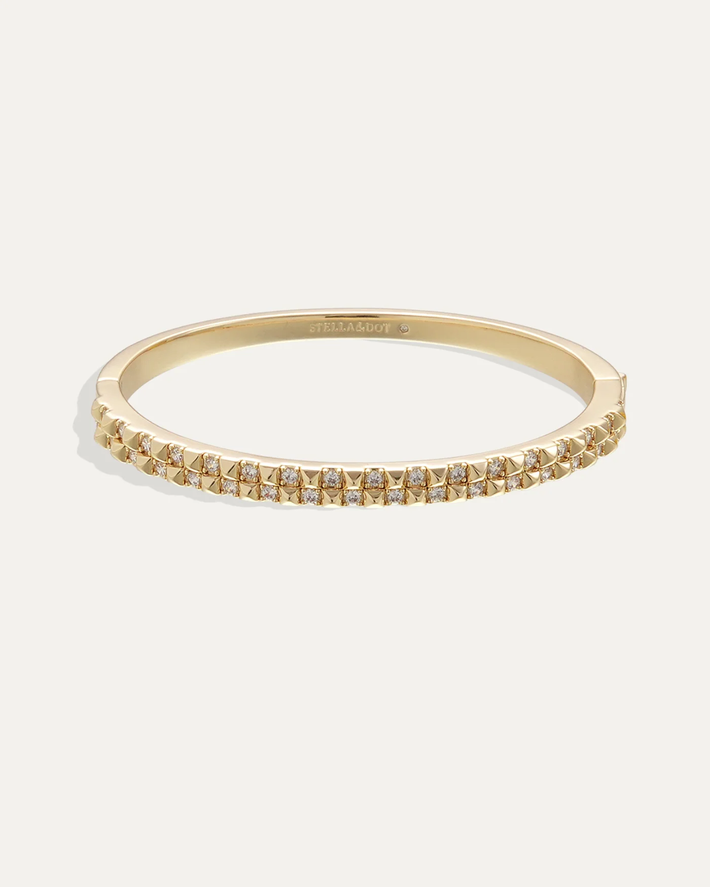 Vivienne Studded Pavé Cuff Bracelet in 12-Karat Gold Plated Brass