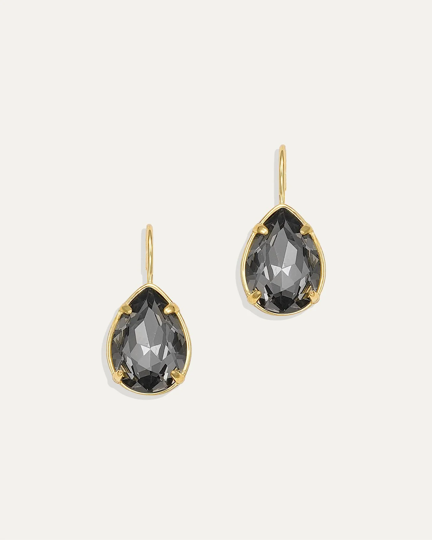 Pear Drop Earrings in Black Diamond with Delicate Earwire