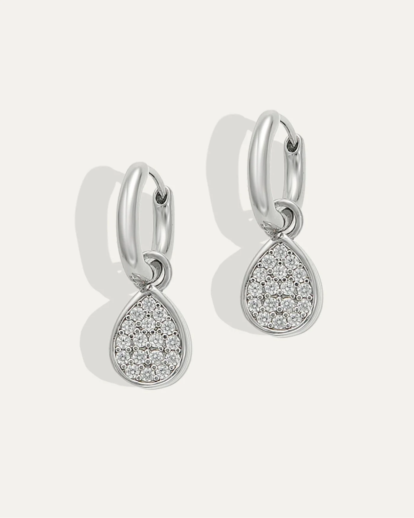 Elisa Reversible Huggie Hoop Earrings in Silver with Pear Charm