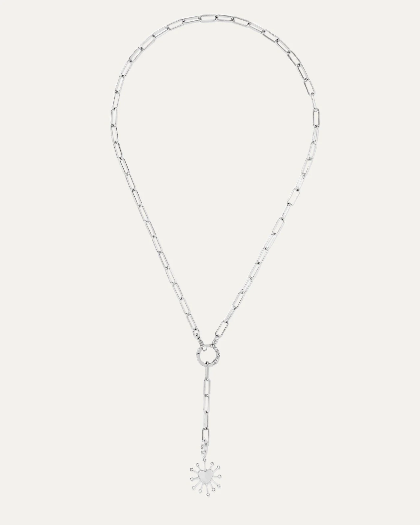 Tatum Convertible Lariat Chain Necklace in Silver with Serpent Clasp