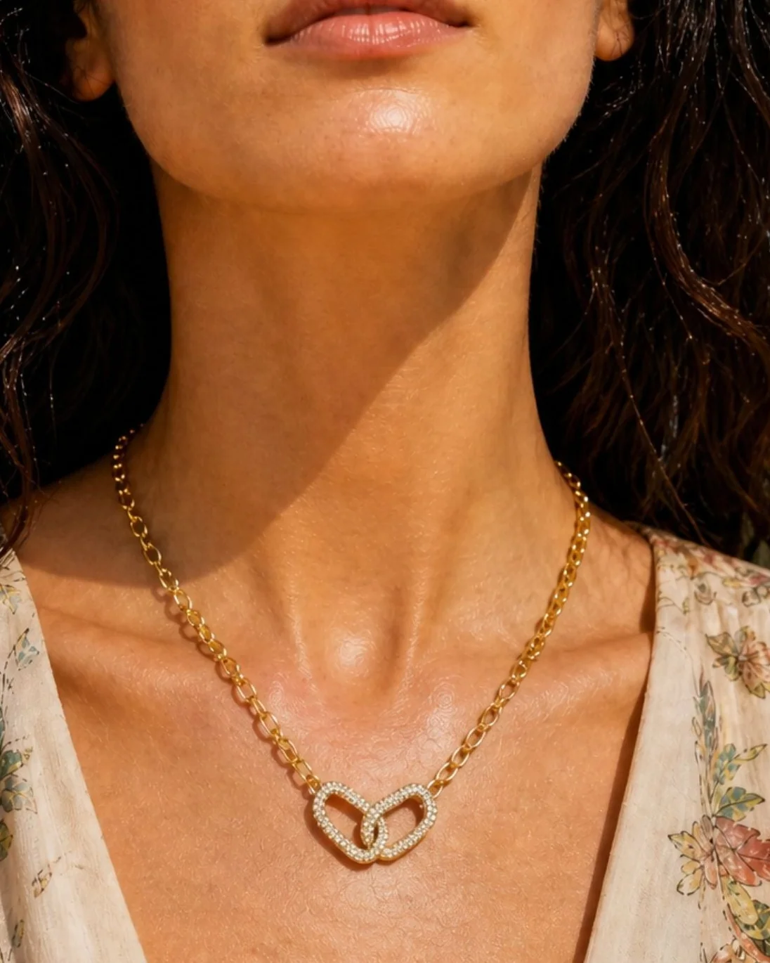 Reversible Pavé Link Necklace in 12-Karat Gold-Plated Brass