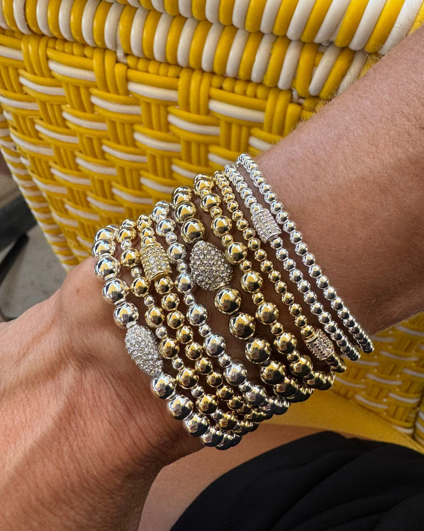 Ulani Beaded Stretch Bracelet | Silver
