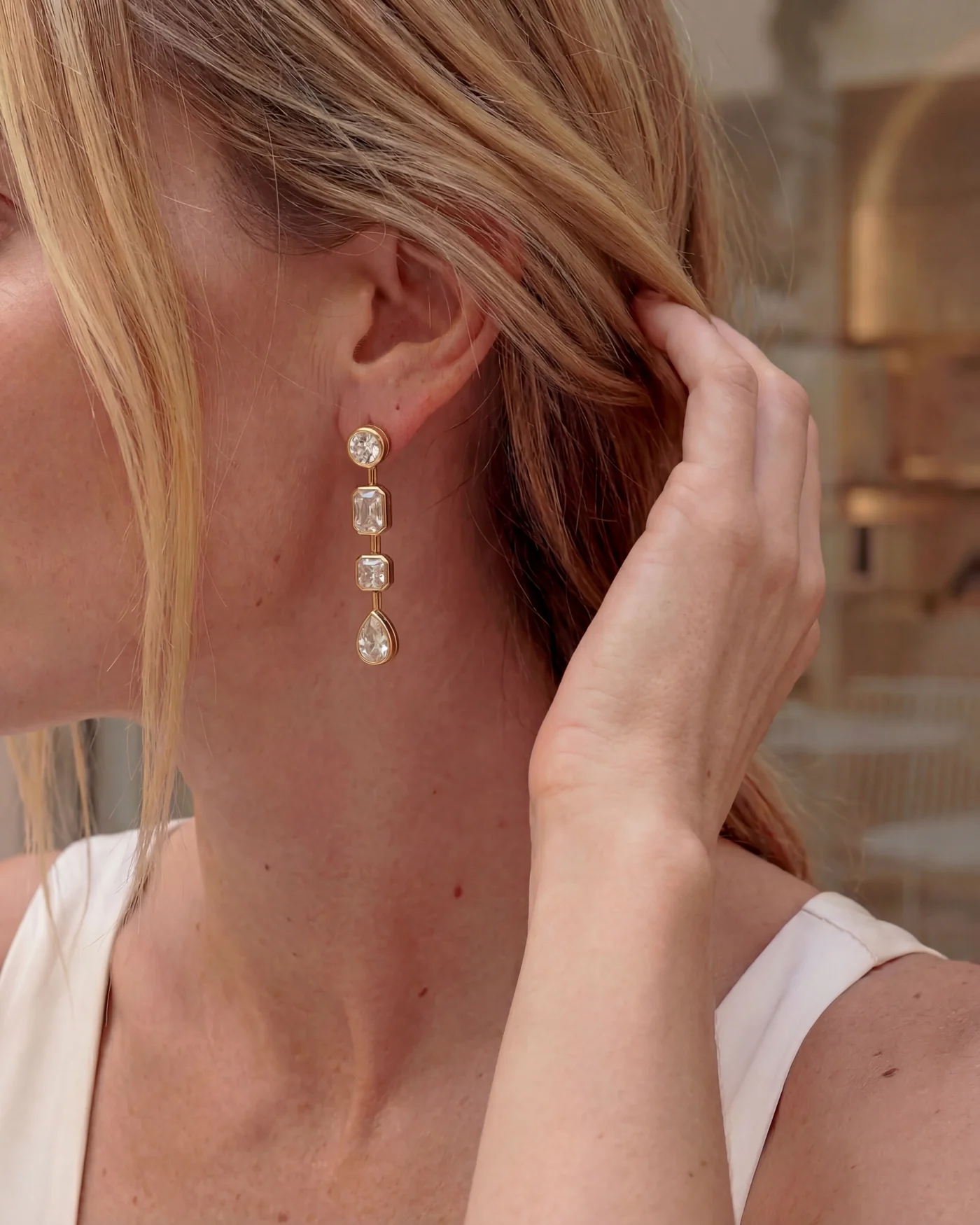 Naomie Convertible Earrings in Diamond with 4-in-1 Gold Design