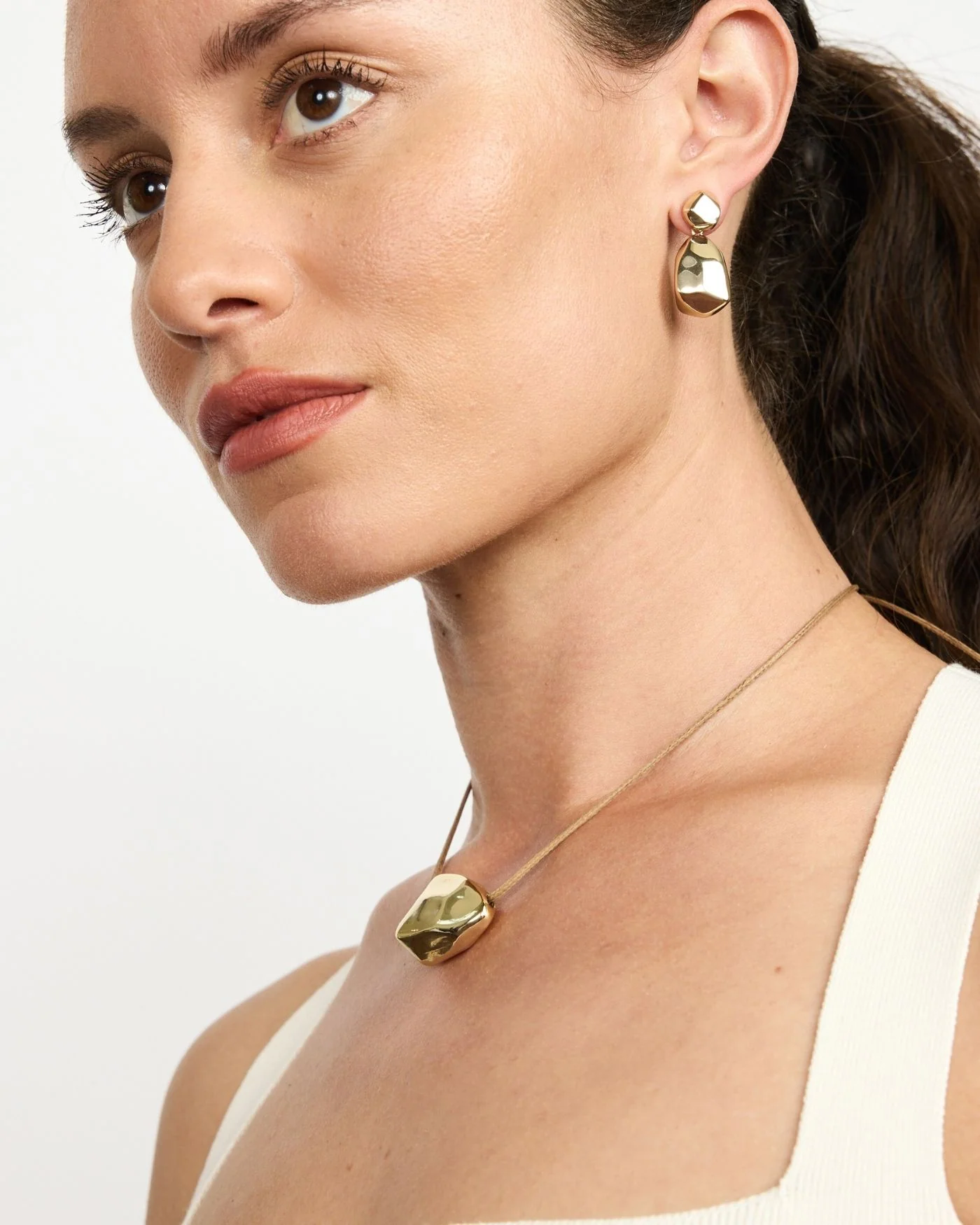 Ulani Leather Cord Necklace with Adjustable Sculptural Nugget
