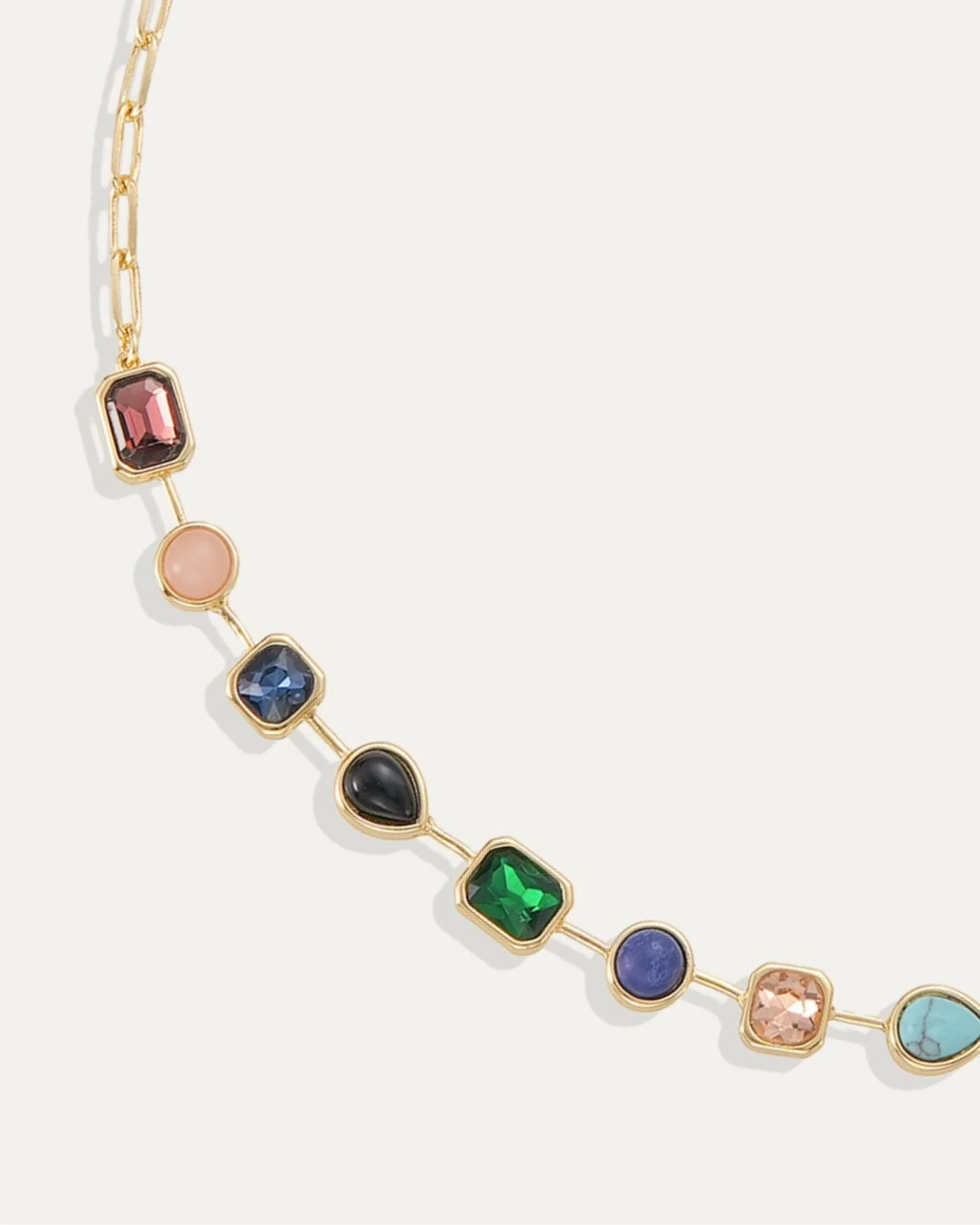 Naomie Paperclip Tennis Necklace in Multi-Color Stones