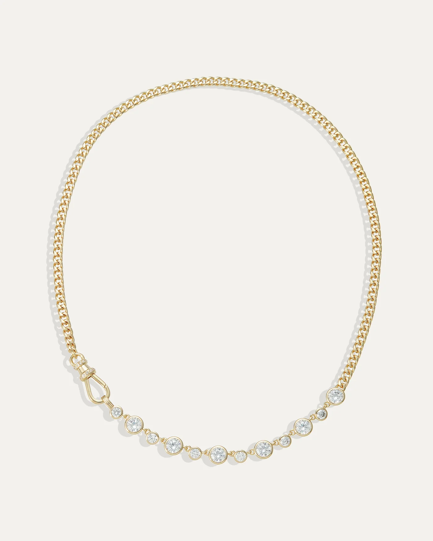 Bennett Necklace with Bezel-Set Simulated Diamonds in Gold-Plated Brass