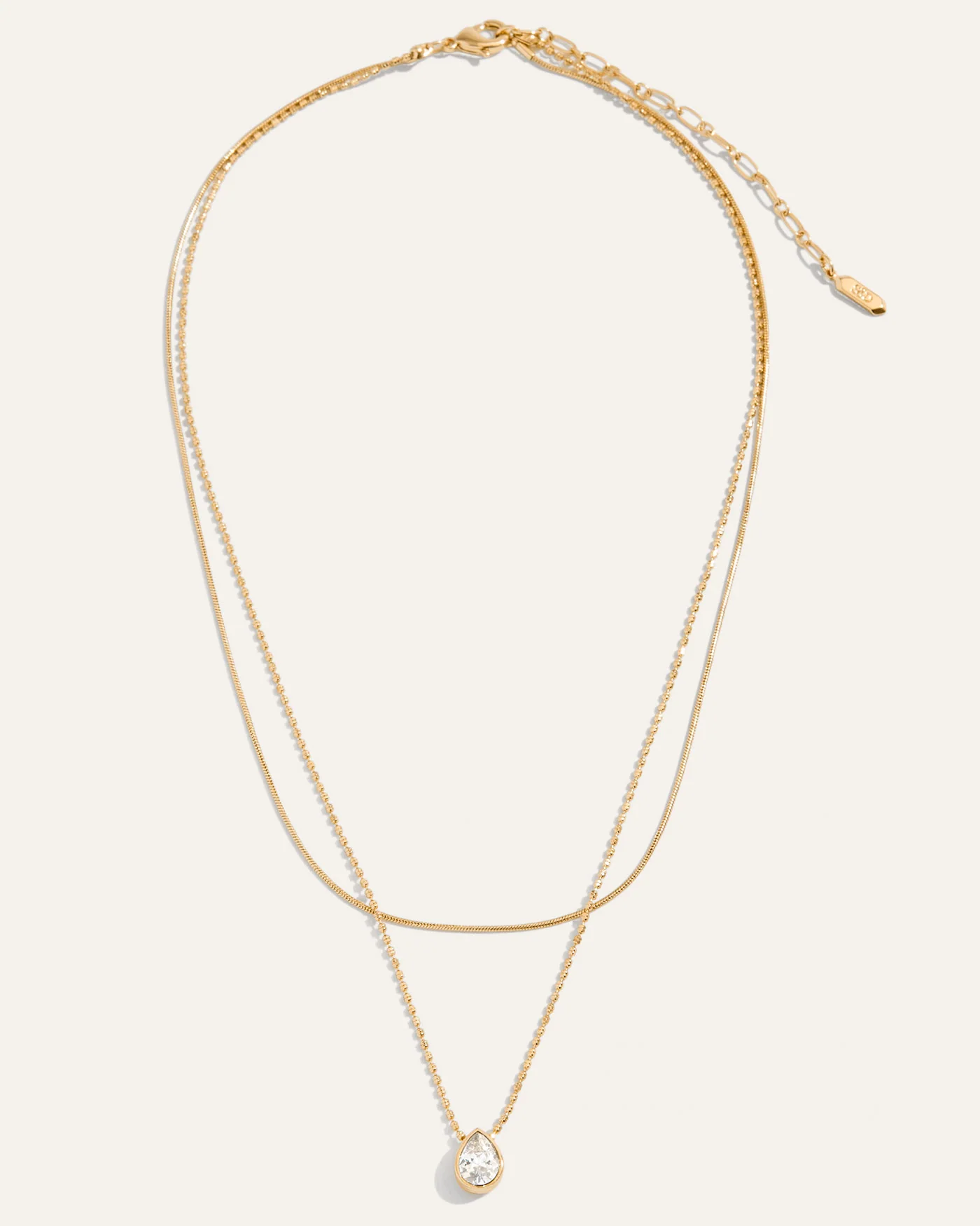 Elisa Pre-Layered Reversible Gold Necklace with Pear Pendant
