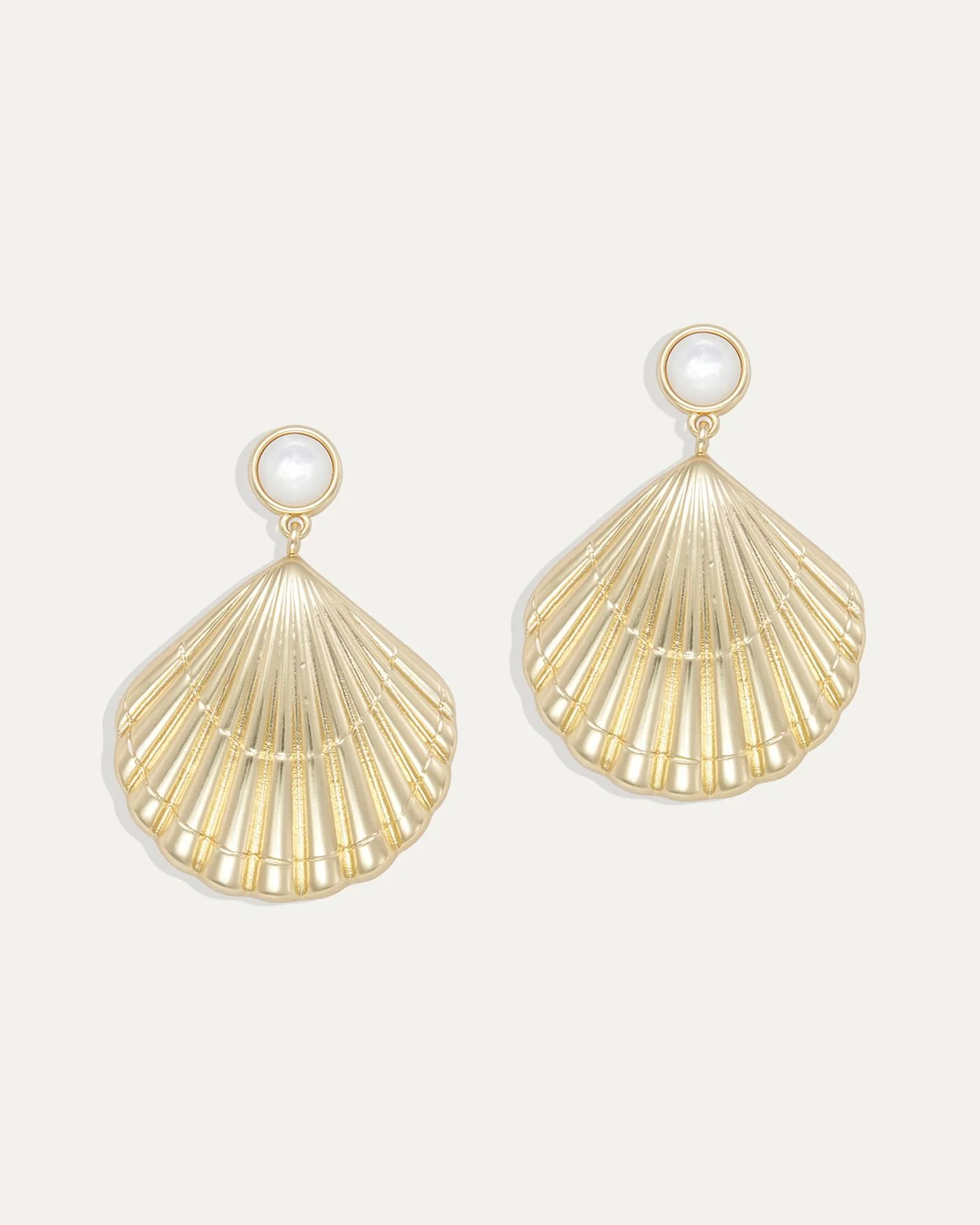 Shell Yeah Statement Earrings with Mother-of-Pearl and Gold Shell Drop