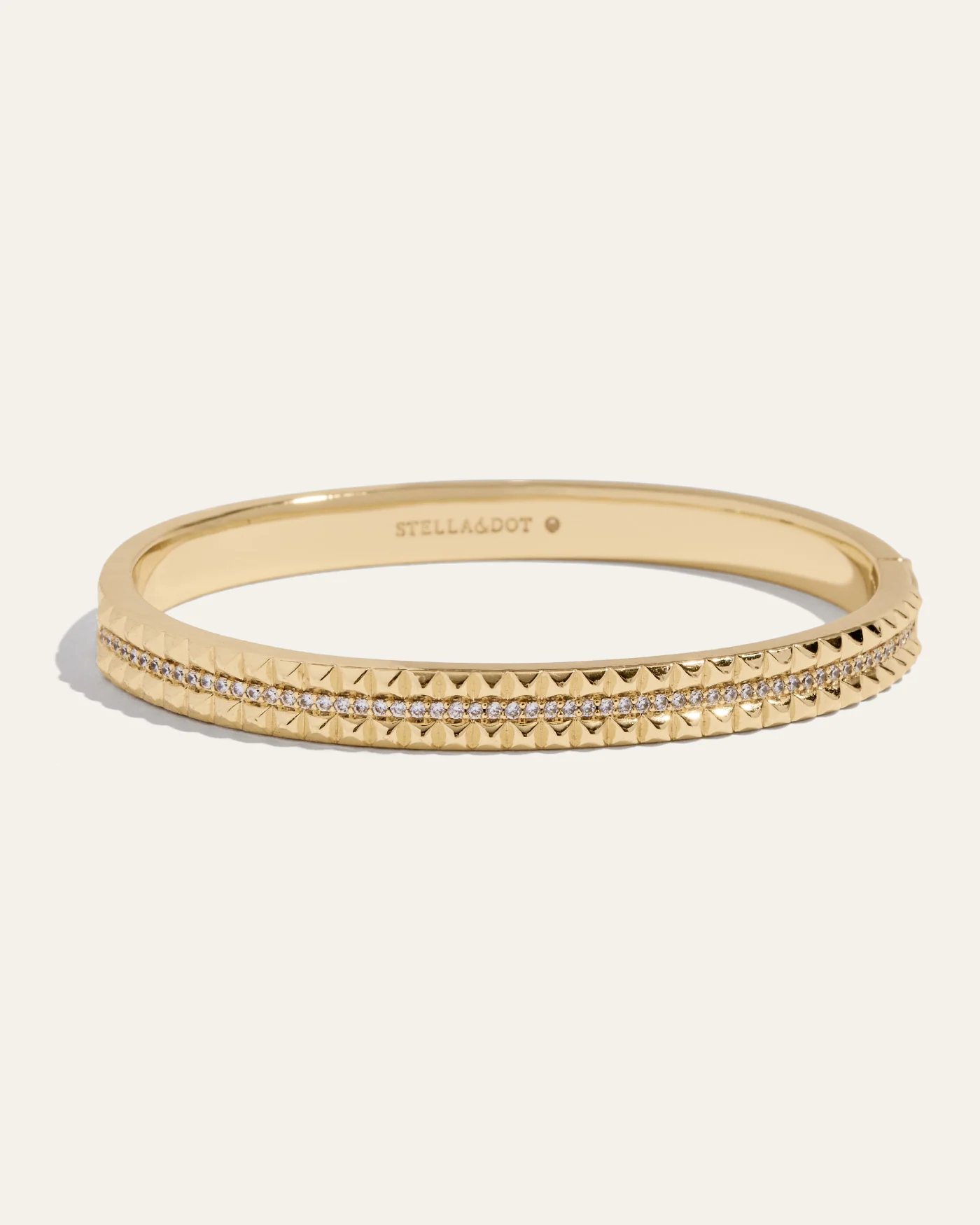 Vivienne Cuff Bracelet with Pavé Crystals in Gold-Dipped Brass