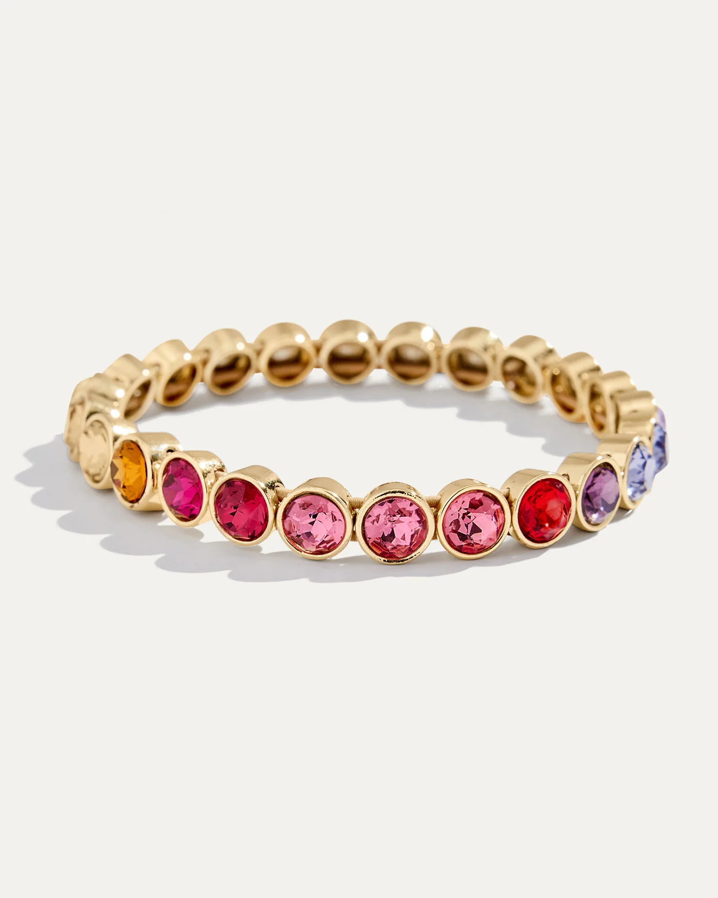 Rainbow Crystal Stretch Bracelet in 14k Gold-Plated Brass