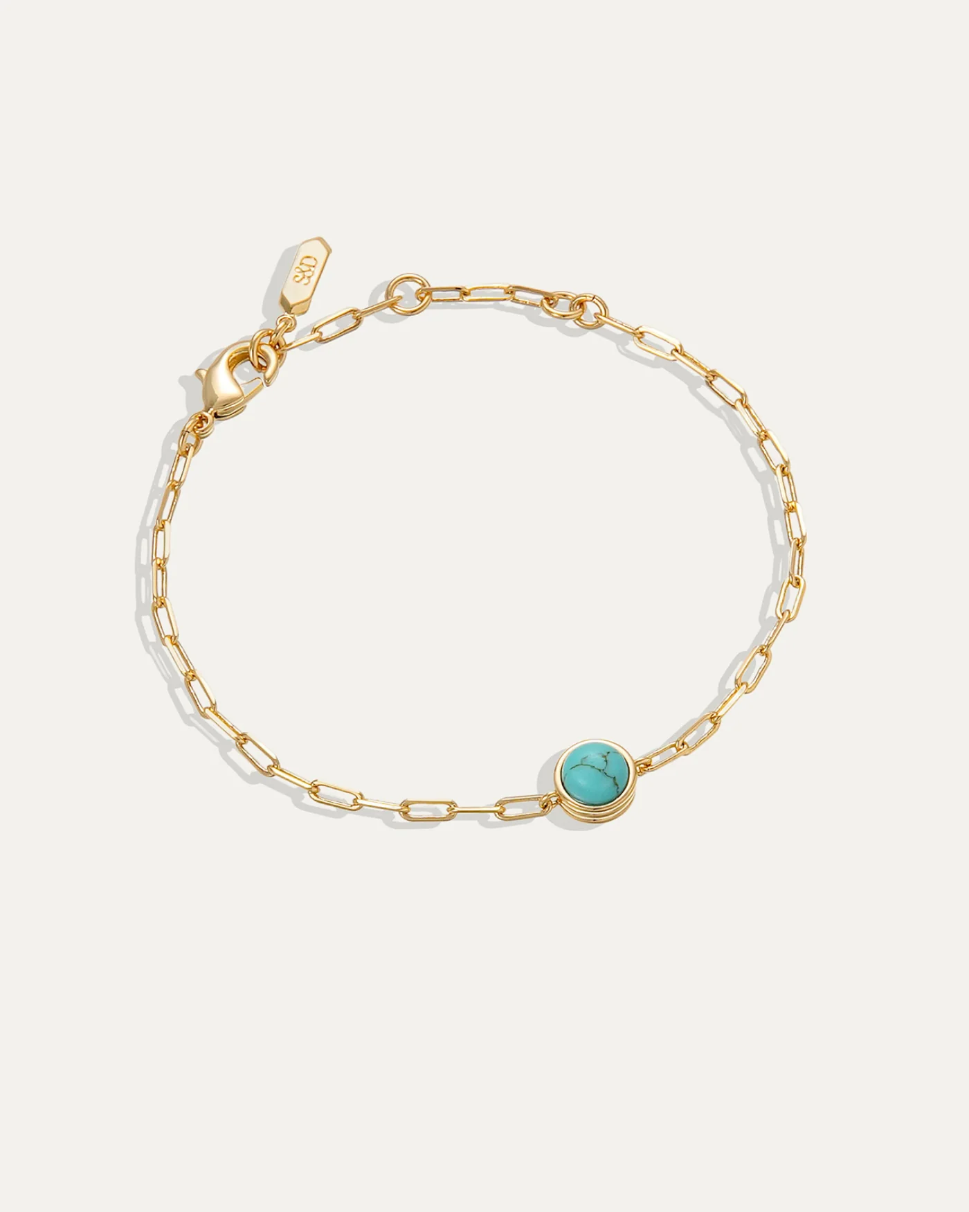 Ava Paperclip Bracelet in Turquoise with Bezel-Set Cabochon