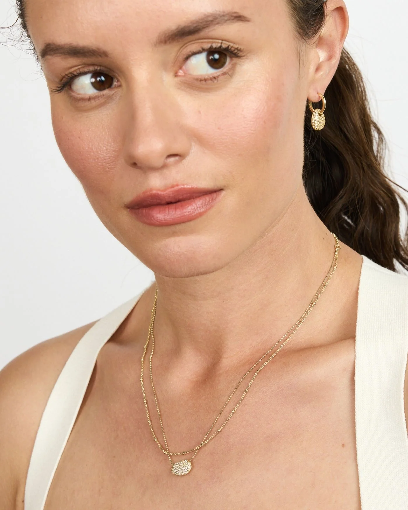 Ulani Layering-Optik-Halskette mit Pavé-Nugget-Anhänger