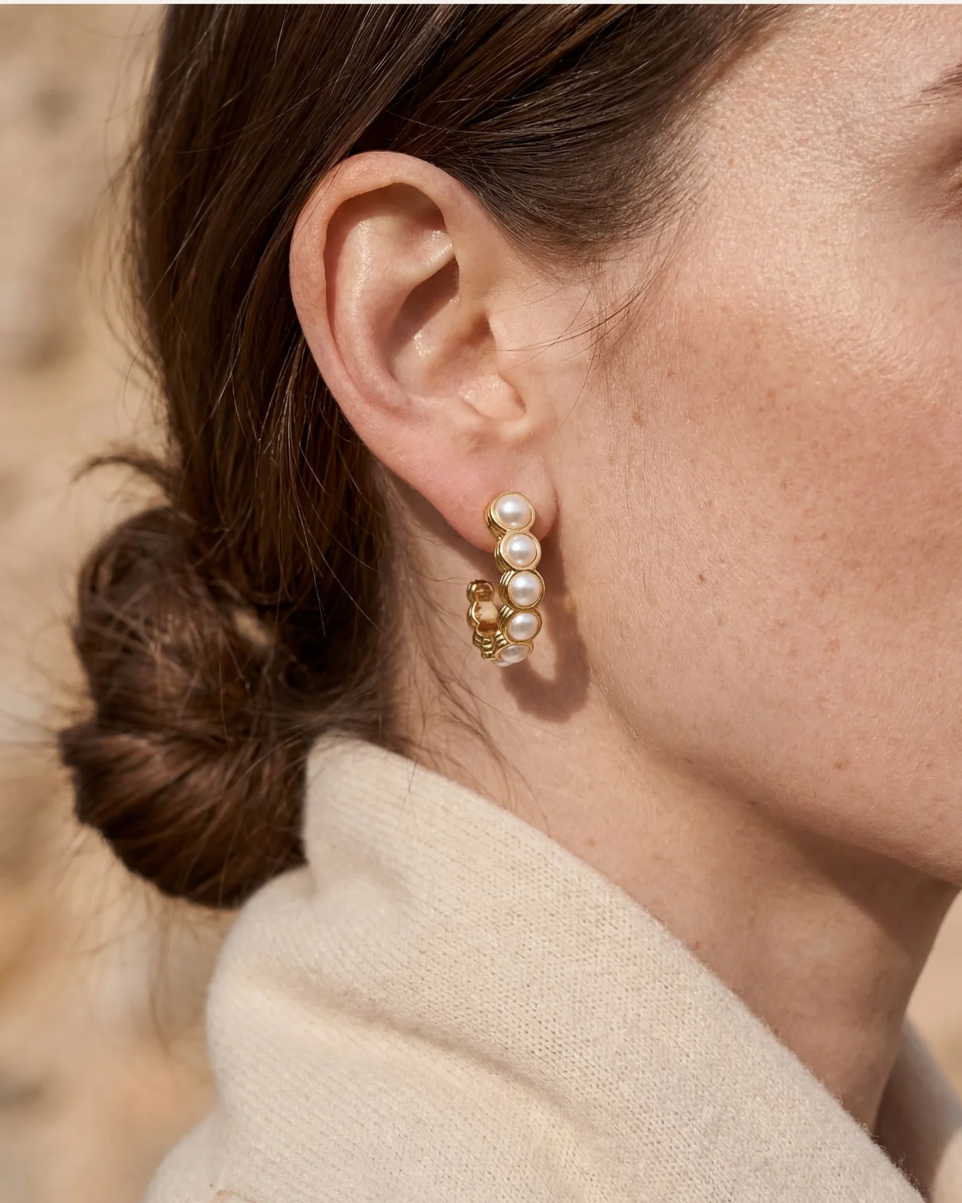 Ava Hoop Earrings with Graduating Mother of Pearl Settings