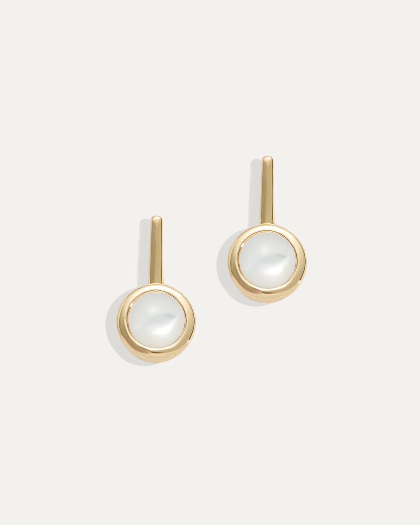Ava Bar Stud Earrings in Mother of Pearl with Gold-Dipped Brass